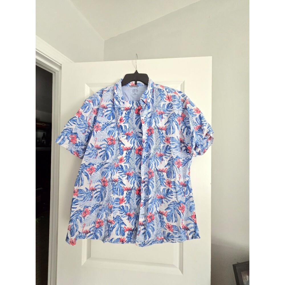 Men's Izod Hawaiian Floral Short Sleeve Button-Up Shirt XL
